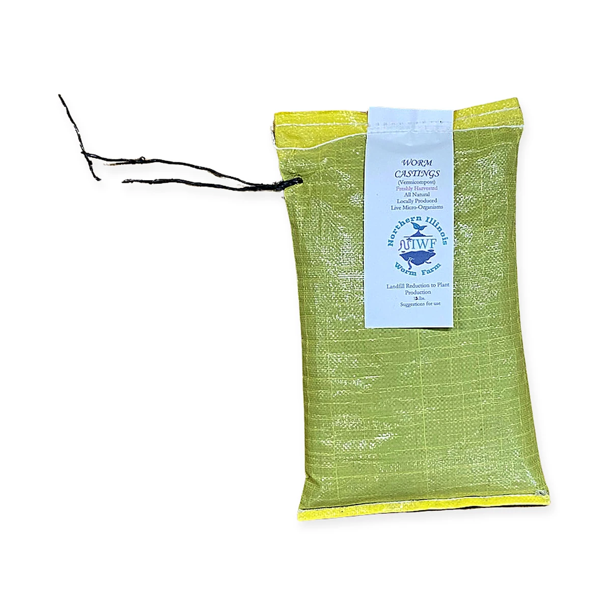 Northern Illinois Worm Farm Worm Castings 12lb in a breathable bag