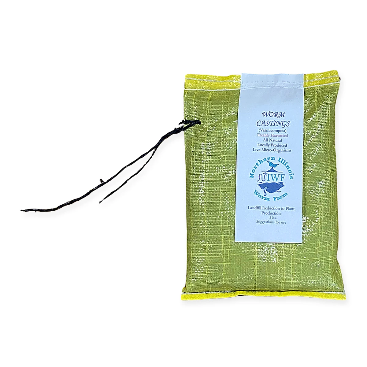 Northern Illinois Worm Farm Worm Castings 5lb Bag in a breathable bag